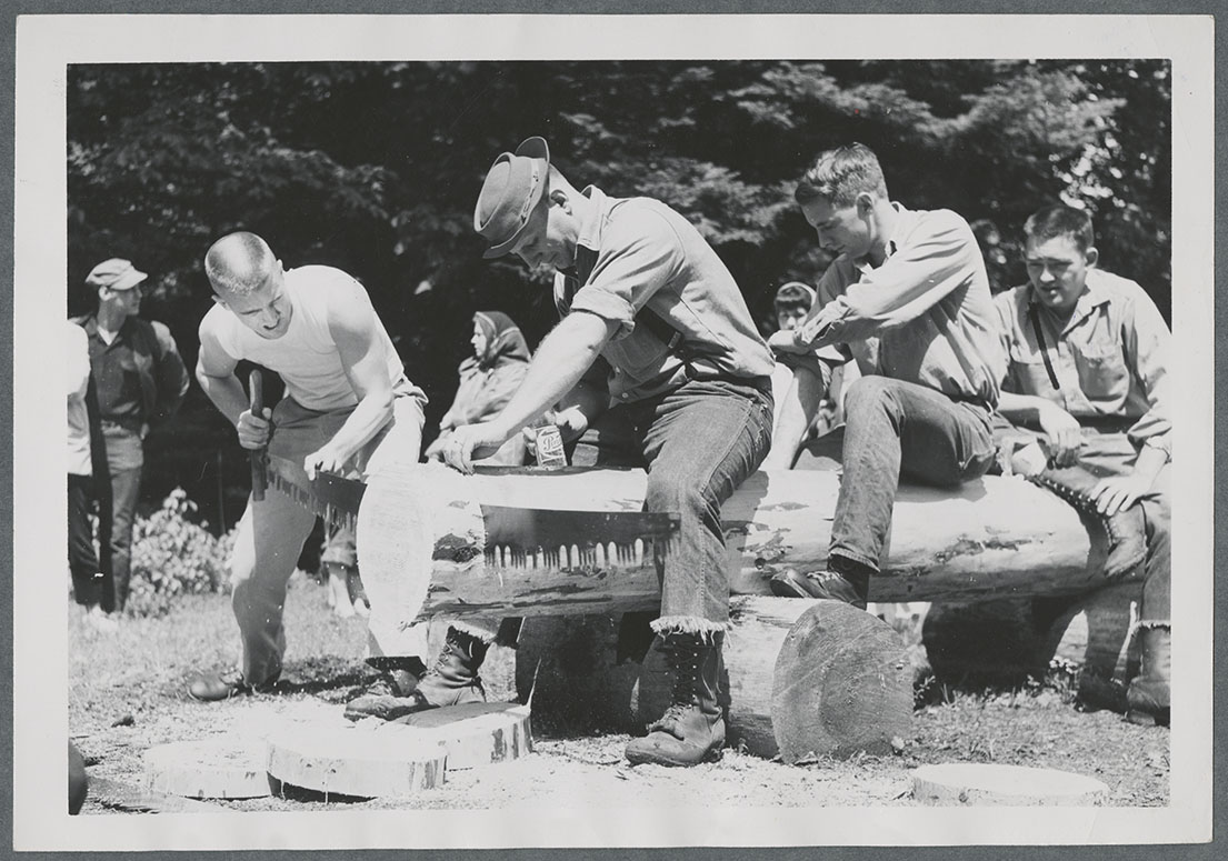 OSU Forestry Students Participating in a Sawing Event at the Annual Spring Thaw