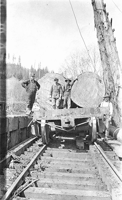 Postcard: Railroad Car with Logs at the Portland Lumber Company Landing